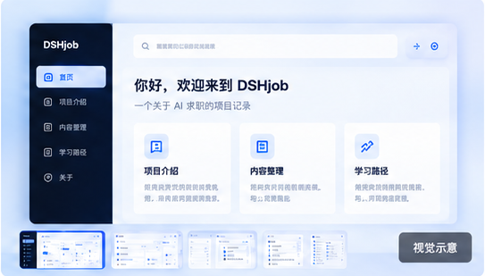 DSHjob 信息架构视觉示意，非实际运行截图